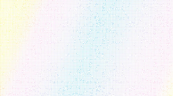 カラフルな回路マイクロチップ技術の背景 妖精とユニコーンコンセプト ベクトルイラスト — ストックベクタ