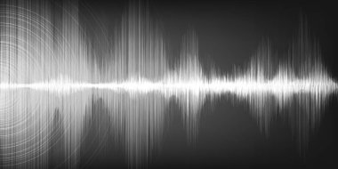 Gri arkaplan, teknoloji ve deprem dalgası konsepti, müzik endüstrisi için tasarım, Vector, Illustration.