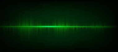 Karanlık Yeşil Arkaplan, teknoloji ve deprem dalga diyagramı, müzik stüdyosu ve bilim için tasarım, Vector Illustration.