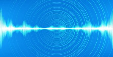 Açık Mavi Dijital Ses Dalgası, teknoloji ve deprem dalgası konsepti, müzik endüstrisi için tasarım, Vektör, İllüstrasyon.