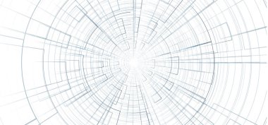 Warp Çemberi Teknolojisi Arkaplanı, Gelecek ve Hareket Kavramı Tasarımı, Vektör İllüstrasyonu.