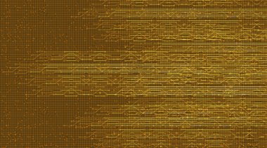 Altın Arkaplanda Devre Mikroçip Teknolojisi ile Soyut Hız Hareketi, Yüksek Teknoloji Dijital ve Bağlantı Konsepti Tasarımı, Yazılı metin için Boş Alan, Vektör illüstrasyonu.