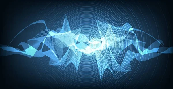 Dark Blue Digital Sound Wave Background Technology Earthquake Wave Diagram — Stock Vector