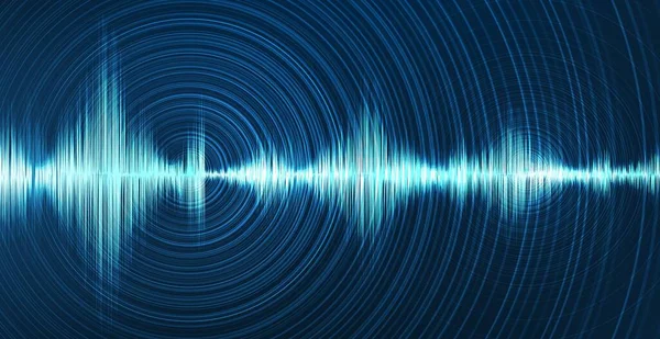 Hi-Tech Dijital Ses Dalgası Düşük ve Hight zengin ölçekli. Açık Mavi Arkaplan 'da Çember Titreşimi, teknoloji ve deprem dalgası diyagramı, müzik stüdyosu ve bilim için tasarım, Vector Illustration.