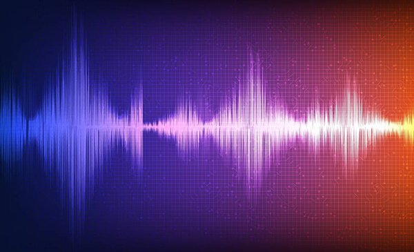Ultra Violet Digital Sound Wave Background,technology and earthquake wave diagram concept,design for music studio and science,Vector Illustration.