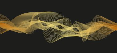 Kara Arkaplan Altın Dijital Ses Dalgası, teknoloji ve deprem dalga diyagramı, müzik stüdyosu ve bilim için tasarım, Vector Illustration.