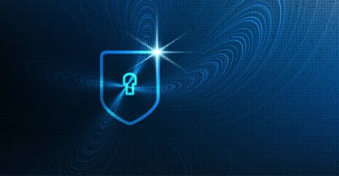 Vector Teknoloji Kalkan Güvenliği, Koruma ve Güvenli Konsept, Veri arkaplanı Yüksek teknoloji ve teknoloji konsept tasarımı.