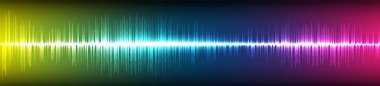 Panorama Light Renkli Dijital Ses Dalgası Arkaplanı, teknoloji ve deprem dalgası konsepti, müzik endüstrisi için tasarım, Vector, Illustration.