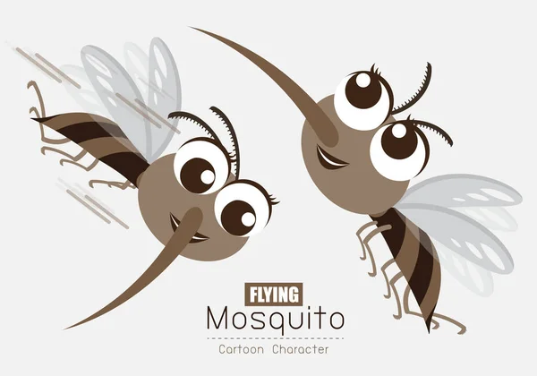 Vector Flying Mosquito Cartoon Character Design Cute Style Concept — Stock Vector