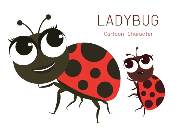 Vector Ladybug Cartoon Character Design Cute Style Concept — Stock Vector