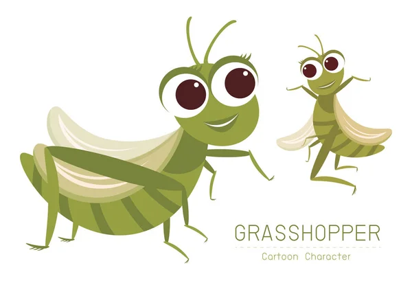 Vector Grasshopper Cartoon Character Design Cute Style Concept — Stock Vector