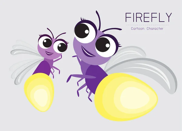 Vector Firefly Cartoon Character Design Cute Style Concept — Stock Vector
