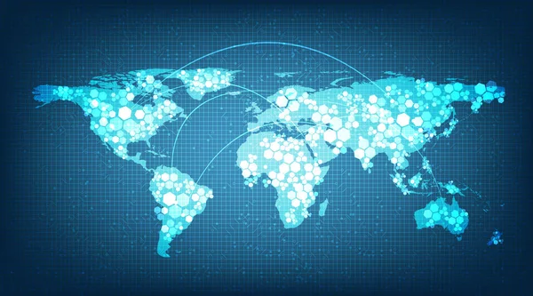 Digital Media Global Network System Technology Tło Projektowanie Koncepcji Połączeń — Wektor stockowy