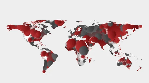 Проектирование Концепции Мировой Карты Ковик Вспышка Коронавируса Страны Вирус Распространился — стоковый вектор