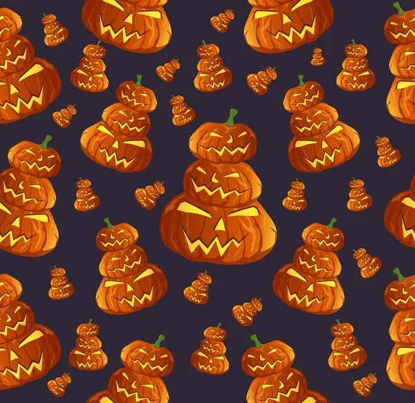 Vector Halloween Sin Costura Apilar Diseño Calabazas Halloween Patrón — Archivo Imágenes Vectoriales