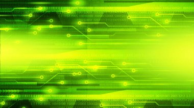 Green Circuit Mikroçip Teknoloji Arkaplanında, hi Tech ve Security Concept tasarımı, Serbest Alan Yazı için, Vektör illüstrasyonu.