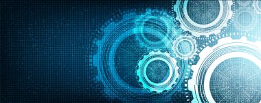 Dijital Gears çarkı ve Teknoloji Arkaplanı Horozu, metin girdisi için boş alan, vektör