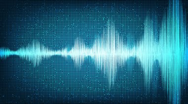 Light Digital Sound Wave on Technology Background, Hi tech and music wave diagram konsepti, müzik stüdyosu ve bilim için tasarım, Vector Illustration.