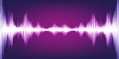 Elektronik Dijital Ses Dalgası, Circle Titreşimli Işık Mor Arkaplan, teknoloji ve deprem dalga diyagramı, müzik stüdyosu ve bilim için tasarım, Vector Illustration.