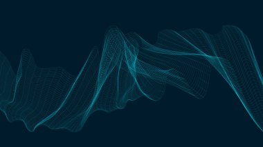 Koyu Mavi Arkaplan 'da Neon Dijital Ses Dalgası, teknoloji ve deprem dalga diyagramı, müzik stüdyosu ve bilim için tasarım, Vector Illustration.