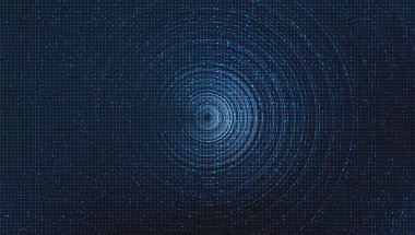 Koyu Mavi, Çember Dijital Ses Dalgası, Dengeleyici ve Frekans Konsept Tasarımı, Vektör, İllüstrasyon.