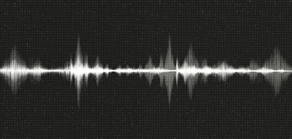 Black Digital Sound Wave Microchip Background Technology Earthquake Wave Diagram — Stock Vector