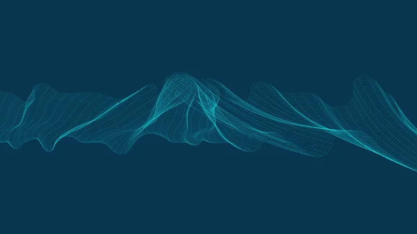 Abstrakte Digitale Klangwelle Auf Blauem Hintergrund Technologie Und Erdbebenwellen Diagramm — Stockvektor