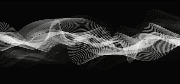 黒い背景の白い地震波 オーディオ波図の概念 教育と科学のための設計 ベクトルイラスト — ストックベクタ