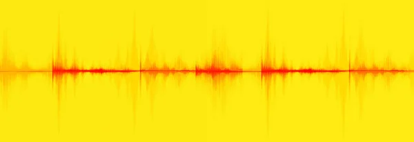 Blutrote Digital Sound Wave Low Hight Richterskala Auf Gelbem Hintergrund — Stockvektor