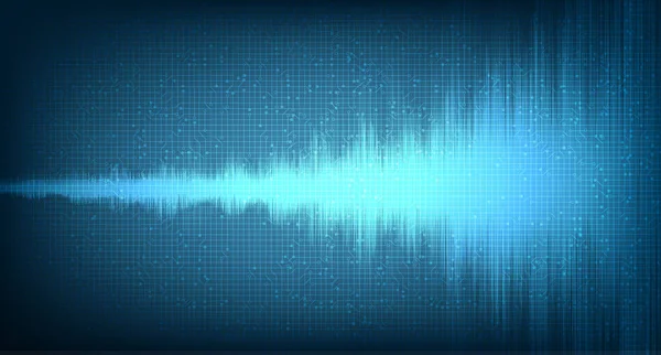 Hi-Tech Dijital Ses Dalgası Düşük ve Hight zengin ölçekli. Açık Mavi Arkaplan 'da Çember Titreşimi, teknoloji ve deprem dalgası diyagramı, müzik stüdyosu ve bilim için tasarım, Vector Illustration.