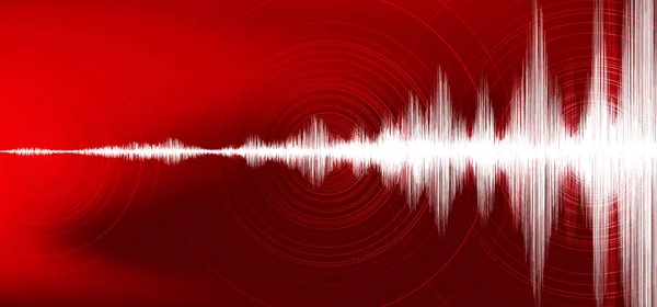 Digitális Földrengés Hullám Circle Vibration Dark Red Háttér Audio Hullám — Stock Vector