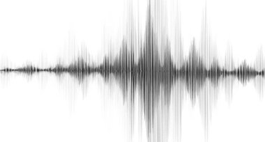 Beyaz kağıt zemin üzerinde Siyah ve Beyaz Deprem Dalgası, Ses dalgası diyagramı konsepti, eğitim ve bilim için tasarım, Vektör İllüstrasyonu.