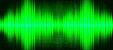 Ultra Yeşil Işık Dijital Ses Dalgası Düşük ve Hight zengini Arkaplan, teknoloji ve deprem dalga diyagramı, müzik stüdyosu ve bilim için tasarım, Vector Illustration.