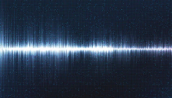 Hi-Tech Dijital Ses Dalgası Düşük ve Hight zengin ölçekli. Açık Mavi Arkaplan 'da Çember Titreşimi, teknoloji ve deprem dalgası diyagramı, müzik stüdyosu ve bilim için tasarım, Vector Illustration.