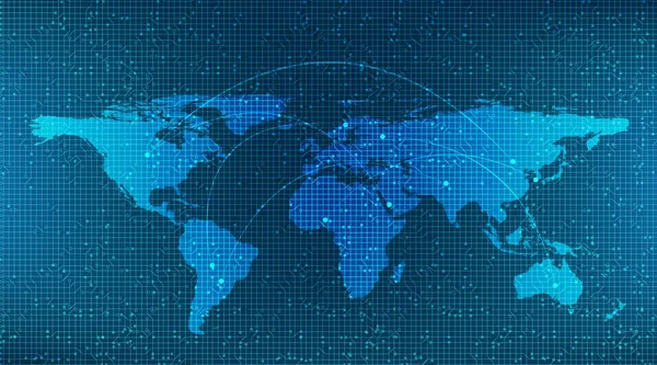 Cyfrowy Globalny System Sieciowy Ciemnoniebieską Technologią Koncepcja Połączenia Komunikacji Ilustracja — Wektor stockowy