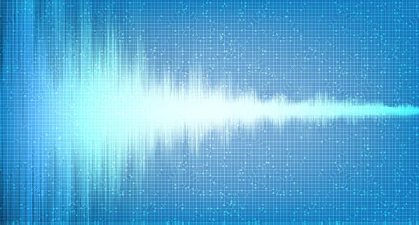 Super Digital Sound Wave Light Blue Technológia Háttér Földrengéshullám Diagram — Stock Vector