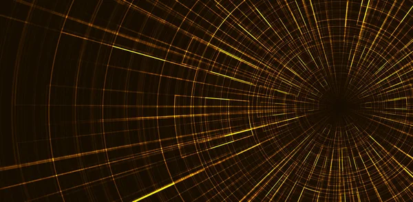 Goldene Hyperspace Geschwindigkeitsbewegung Auf Blauem Hintergrund Warp Und Expandierendes Bewegungskonzept — Stockvektor