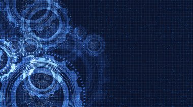 Soyut Vites Çarkı ve Teknoloji Arkaplanı Horozu, vektör