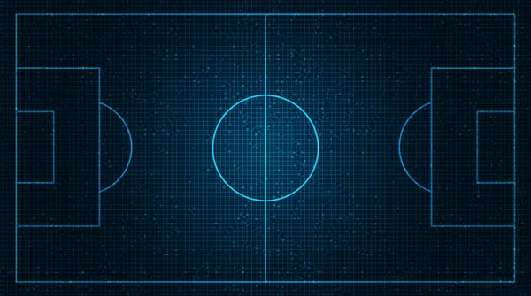 Векторное Футбольное Поле Фоне Цифровых Технологий — стоковый вектор