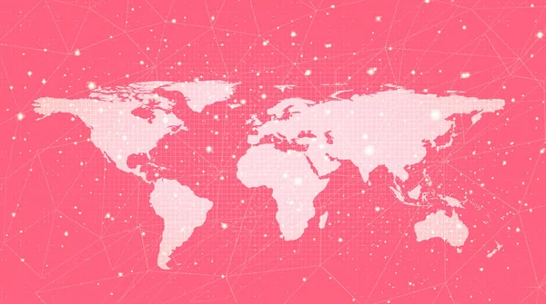 Pink Global Network System Technology Hintergrund Verbindung Und Kommunikationskonzept Design — Stockvektor