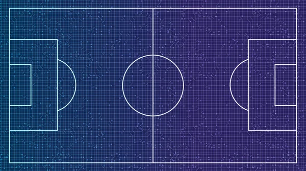 Jövőbeli Futballpálya Digitális Technológiai Háttérrel Vektor — Stock Vector