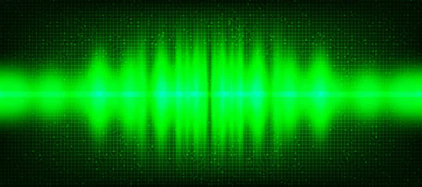 Green Light Digital Sound Wave Low Hight Richter Scale Background — Stock Vector