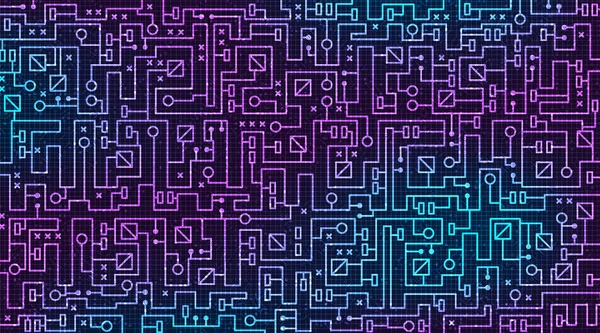 Technique Moderne Circuit Imprimé Arrière Plan Concept Sécurité Électronique Vecteur — Image vectorielle