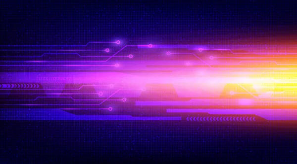 Neon Speed Light Circuit Microchip Technology Bakgrund Högteknologisk Digital Och — Stock vektor