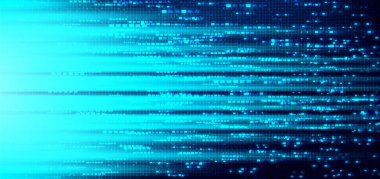 Mavi Arkaplan, gelecek ve teknoloji tasarımı üzerine Dijital Devre Ağı ile ışık hızı elektroniği, Vektör illüstrasyonu.