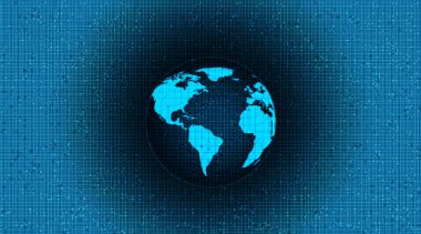 Dark Blue arka planında Dijital Küresel Ağ Sistemi Konsepti Yüksek Teknoloji ve Teknoloji Tasarımı.