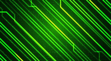 Teknoloji Arkaplanındaki Yeşil Devre Mikroçipi, Yüksek Teknolojik Dijital ve Güvenlik Konsepti Tasarımı, Yazı için Boş Alan, Vektör illüstrasyonu.