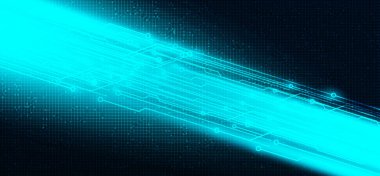 Devre Mikroçipi Teknoloji Arkaplanındaki Gelecek Hız Işığı, Yüksek Teknoloji Dijital ve İnternet Konsepti Tasarımı, Yazılı metin için Boş Alan, Vektör illüstrasyonu.