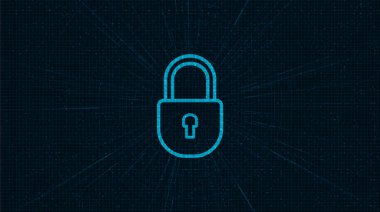 Teknoloji Kilidi Güvenlik, Koruma ve Güvenli Konsept, Dark Blue arka plan Yüksek teknoloji ve teknoloji konsept tasarımı.