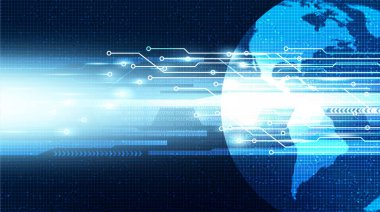 Küresel Teknoloji Geçmişi, Bağlantı ve İletişim Konsepti Tasarımı Üzerine Hızlı Dijital Güvenlik Ağı, Vektör illüstrasyonuName.